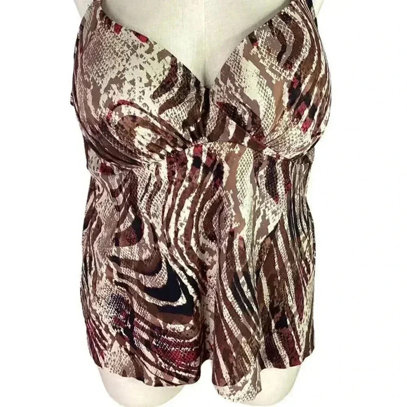 Swimsuits For All Women 46C Snake Print Tankini Swim Top Brown Multicolor Bra - Picture 3 of 11